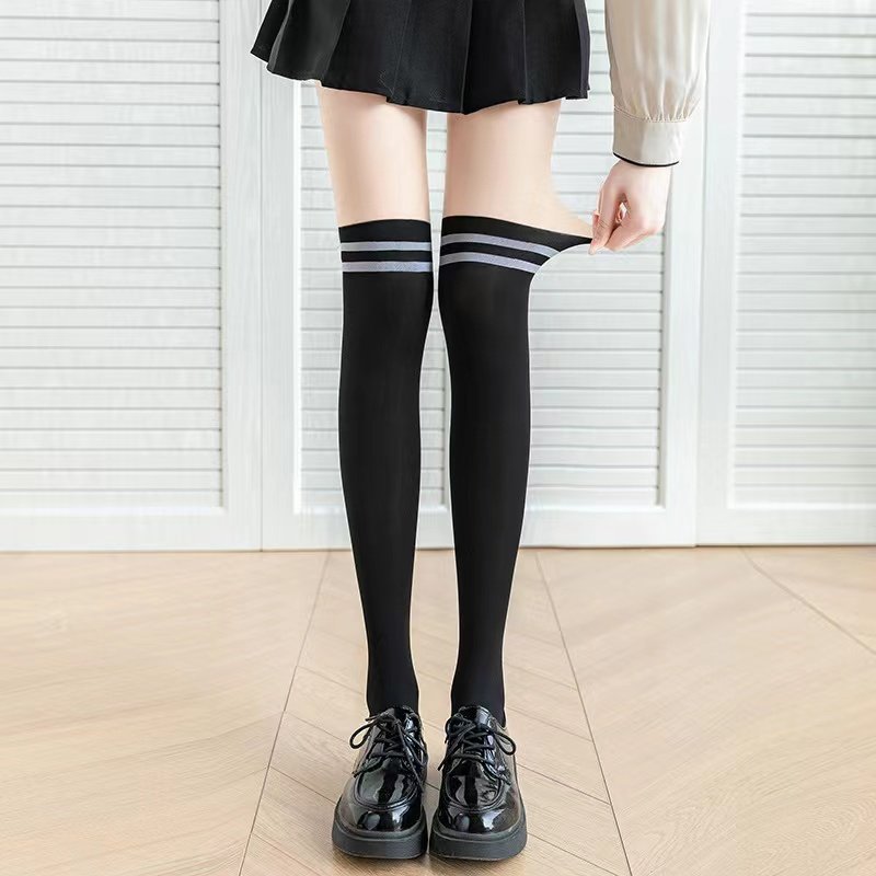 高尔夫服装女冬季加绒裤袜条纹透气袜子拼接过膝假大小腿打底裤袜,淘宝优惠券,粉丝福利购,淘宝优惠卷