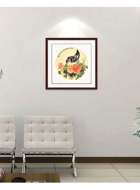 清华美院高研班国画名家池清云手绘真迹花鸟画 圆心小品字画推荐