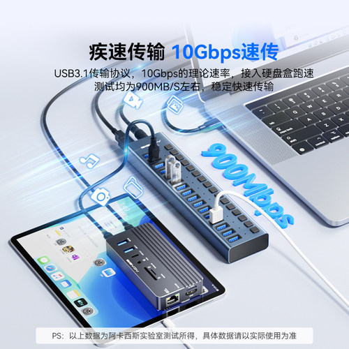 阿卡西斯拓展坞电脑usb扩展器分线器笔记本手机桌面充电插头扩展坞独立控制hub集线器U盘硬盘读卡器切换器 - 图3
