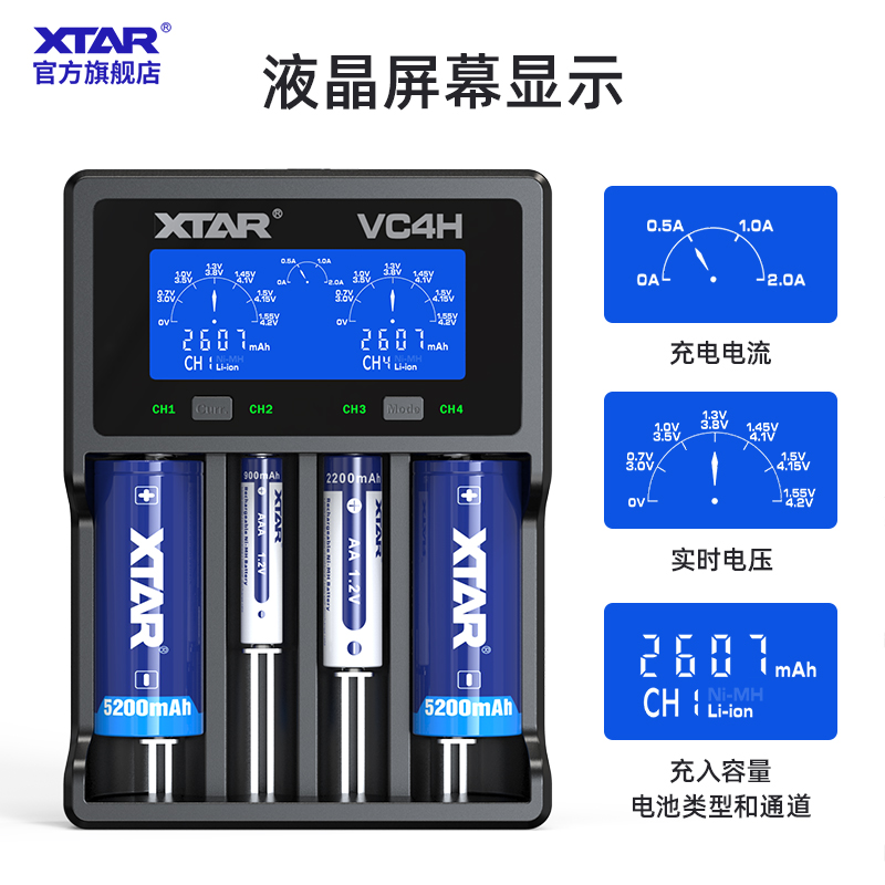 XTAR VC4H 18650锂电池4.2V专用充电器多功能通用21700快充3.7v - 图2