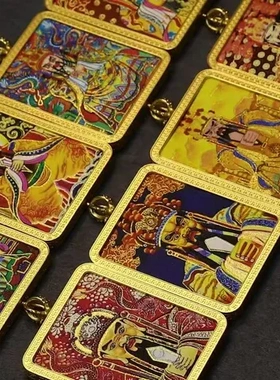 挂饰件五台山吊坠手绘藏式嘎乌盒唐卡描金龙五爷唐卡萨藏区西藏