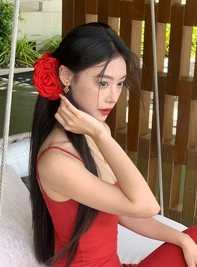 peachtea红色玫瑰花抓夹