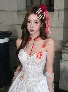 魔女莉莉丝万圣玫瑰骷髅手爪发夹