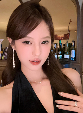高智贵女长款满钻流苏耳环