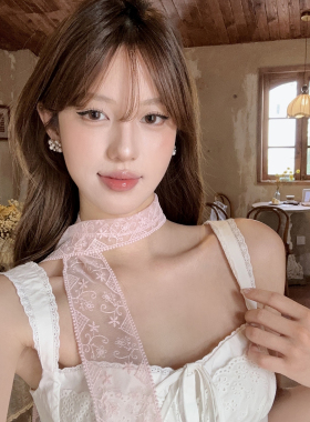 温柔白月光花朵蕾丝绑发飘带