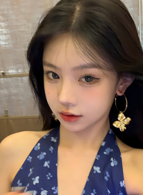 【蜜桃茶】出圈美貌 金色金属花朵耳圈耳环夸张富贵名媛耳饰女夏