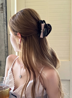 甜雅少女白色蝴蝶结波点抓夹