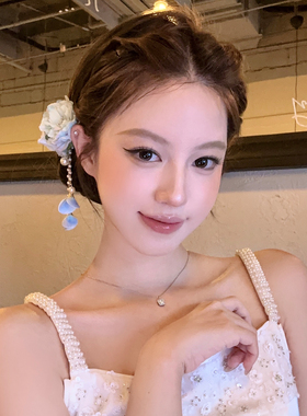 雾柔佳人超仙花朵流苏发夹