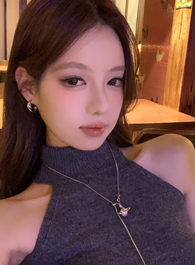 peachtea土星吊坠毛衣链