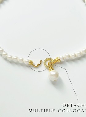 法式仿珍珠项链毛衣链颈链简约大气配饰品设计感锁骨链子女士L081