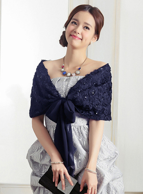 蕾丝春秋伴娘婚纱晚礼服小披肩女