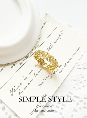 时尚仿珍珠戒指女士甜美气质百搭食指戒指开口戒子可调节指环E019