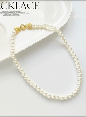双层珍珠项链女士多层锁骨链配饰品长款颈链毛衣链子项圈首饰L068