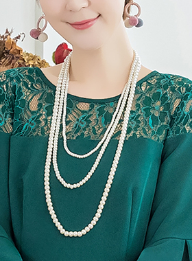小香风多层法式复古旗袍珍珠项链
