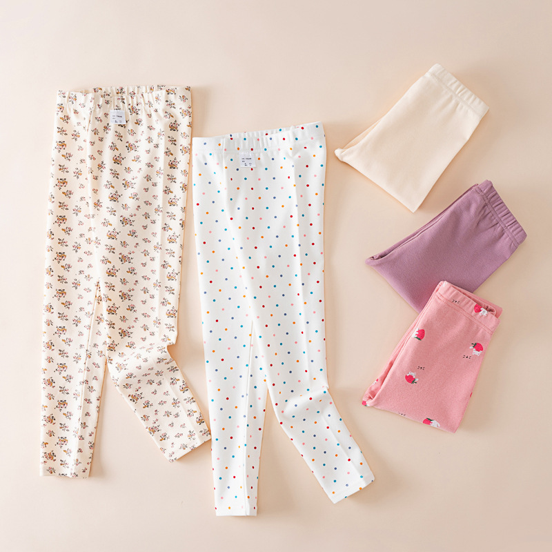 春秋女童纯棉秋裤棉毛裤衬裤中大儿童女孩磨毛保暖睡裤冬单条中厚 - 图0