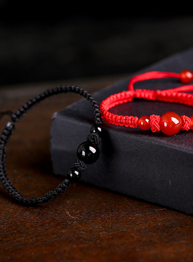 手工编织天然黑玛瑙首饰品小清新