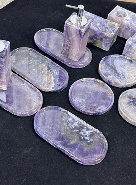 天然水晶托盘紫萤石托盘晶莹剔透
