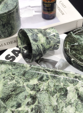 绿色大理石收纳盘轻奢摆件