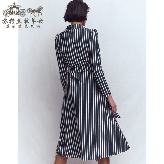 英国Boden代购 女装26春新款 英伦条纹长袖中长裙衬衫裙连衣裙子