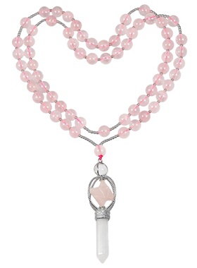 天然水晶梅尔卡巴六角柱吊坠叠戴长链 欧美ins风天然水晶拼色项链