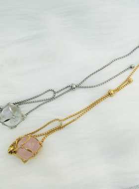 【扁平链】可调节更换水晶金属竹节手工编织网兜手链简约百搭女脚