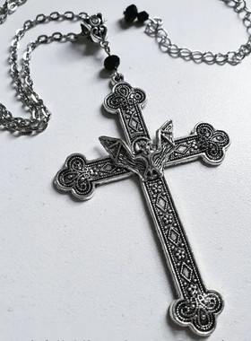 威卡饰品哥特DIY锌合金饰品配件十字架蝙蝠项链吊坠项饰十字链项