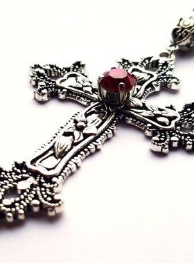 创意花朵图案十字架钻项链耳环wish欧美外