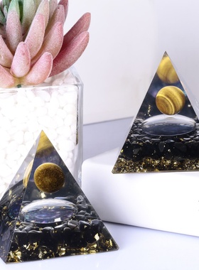 水晶圆珠宇宙星球造型 树脂金字塔水晶碎石能量塔 欧美新款工艺品