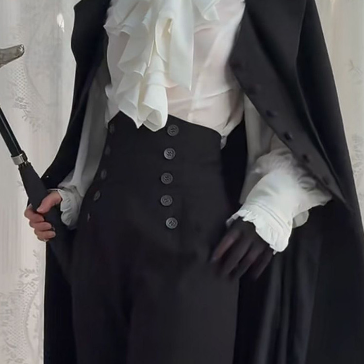 罗兰德 秋装新款哥特暗黑系优雅大小姐重工收腰显瘦长款大衣外套,淘宝优惠券,粉丝福利购,淘宝优惠卷