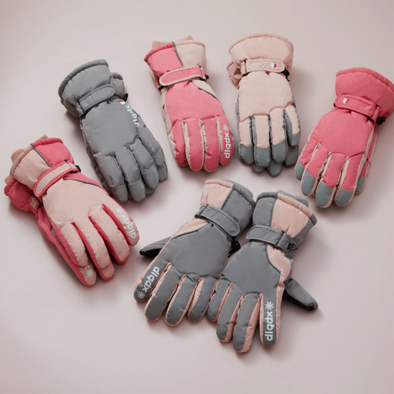 滑雪手套女冬天骑车保暖加厚加绒棉手套可爱防水防寒手套
