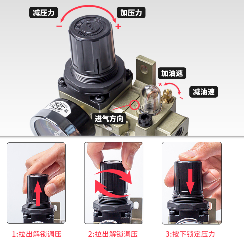 微型气动调压阀AR2000-02/GR20008减压器BR4000/QTY-40大流量高压 - 图2