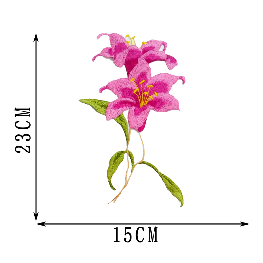 百合花水溶彩色花贴服装辅料时尚百搭刺绣花边布贴喇叭花手缝补丁 - 图1