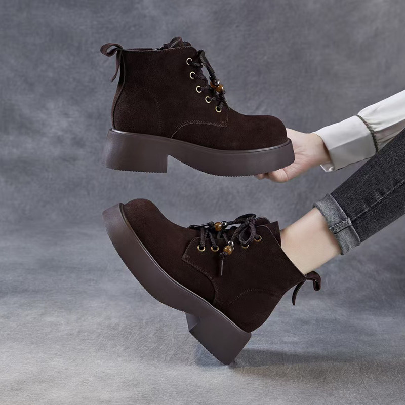 2025新款马丁靴女松糕厚底女短靴磨砂皮英伦切尔西靴女复古女单靴,淘宝优惠券,粉丝福利购,淘宝优惠卷