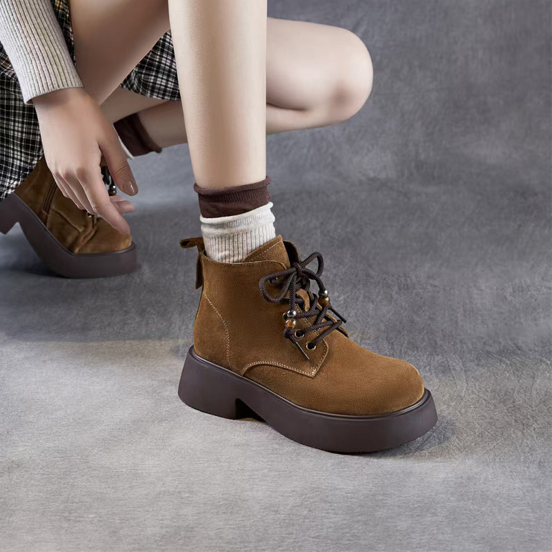 2025新款马丁靴女松糕厚底女短靴磨砂皮英伦切尔西靴女复古女单靴,淘宝优惠券,粉丝福利购,淘宝优惠卷