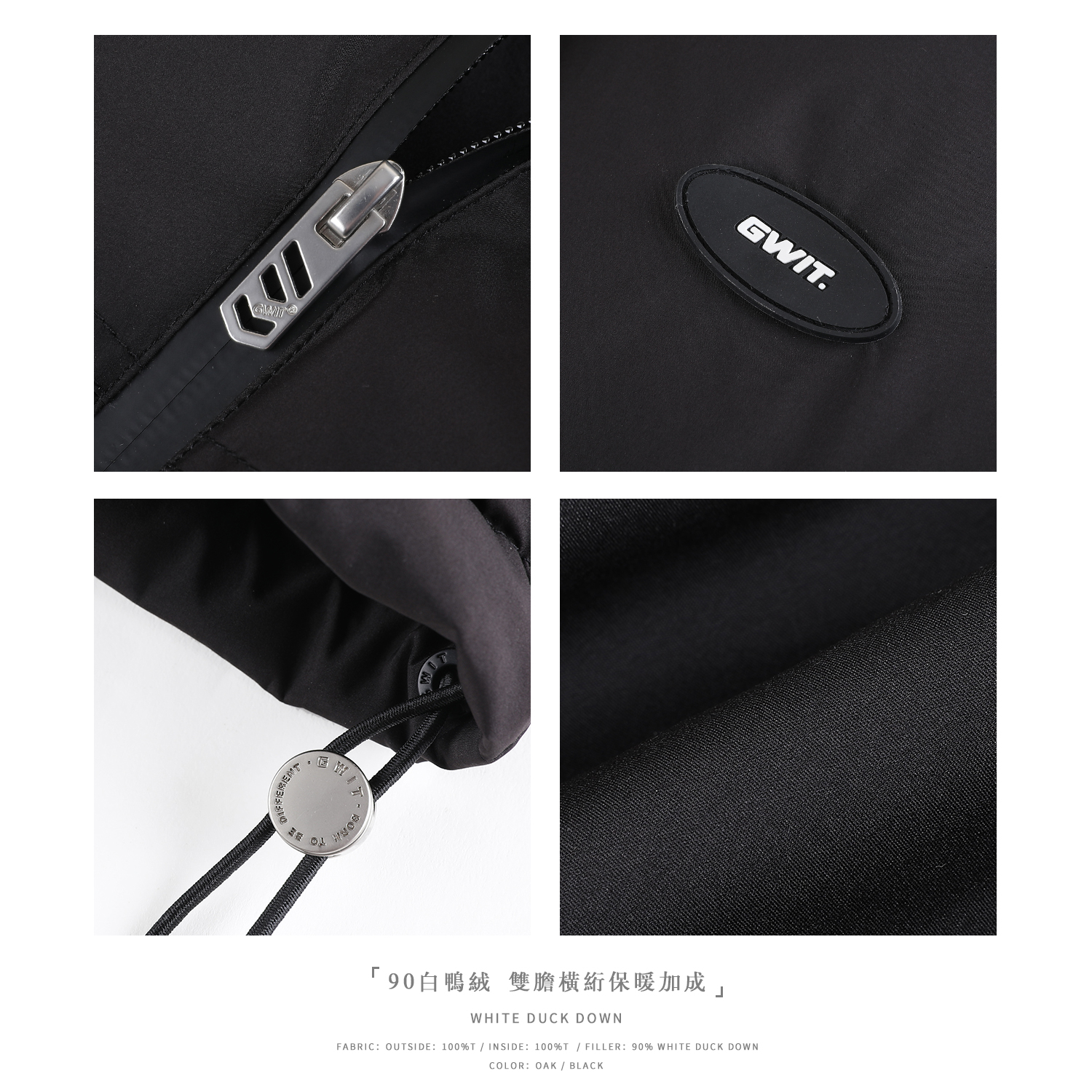 GWIT 90绒双胆横绗 冬季新款保暖冲锋衣外套加厚工装连帽羽绒服男 - 图2