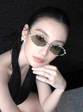 珠宝镶钻y2k辣妹近视墨镜配度数