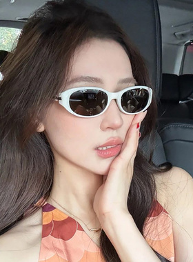 白色猫眼近视墨镜女防晒可配度数