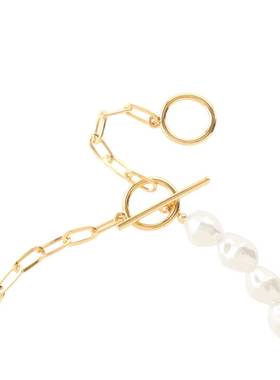 仿巴洛克钛钢双扣金色项链