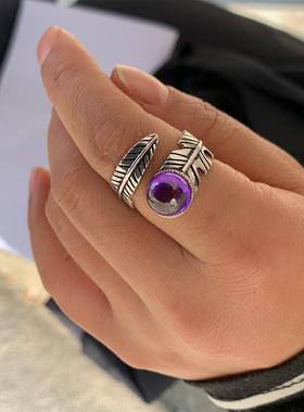 不是银的戒托 8.5mm圆形开头羽毛戒指托未镶嵌蜜蜡松石空托 男女