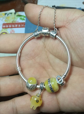 diy纯银珠子镶嵌蛇骨手链