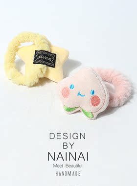可爱桃子星星发圈小兔子小猪发绳秋冬发绳少女发饰扎发高马尾皮筋