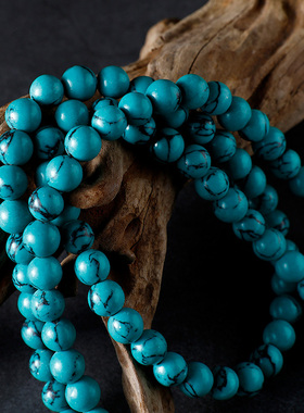 藏式绿松石108颗珠子天然原矿