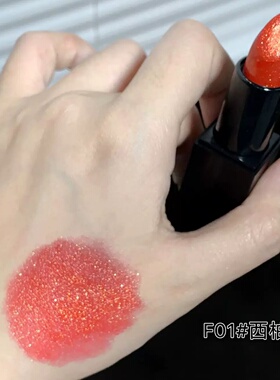 珠光带细闪玫紫火龙果色口红唇膏