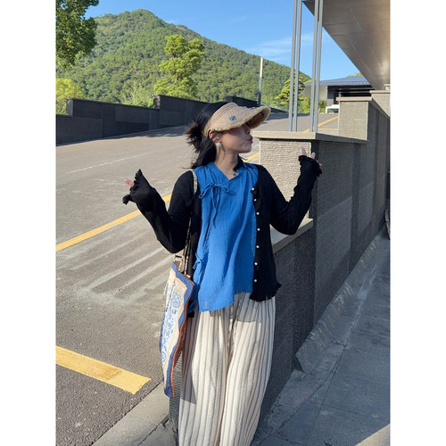 VOGANA戛纳家大码女装都市轻中式绑带高極苎麻透气宽松显瘦背心夏 - 图2