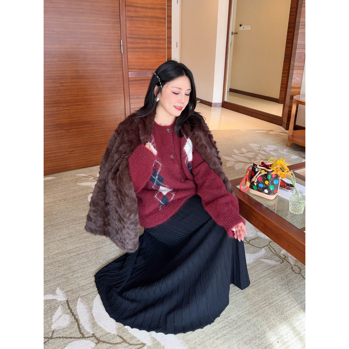 VOGANA戛纳家大码女装简约女神裙冬气场纸片人针织百褶A字半身裙,淘宝优惠券,粉丝福利购,淘宝优惠卷