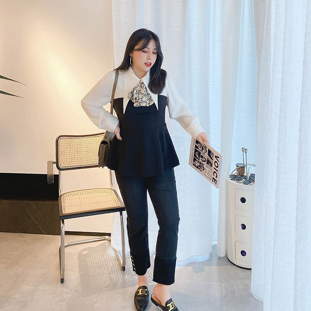 Vogana Cannes plus size women's clothing splicing fake two pieces