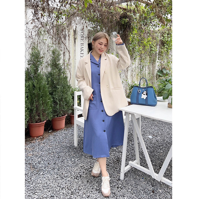 Simple solid color loose dress long skirt