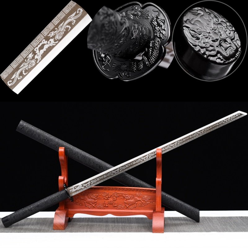 龙泉唐横刀宝剑锦衣卫绣春刀汉剑一体高锰钢钢刀防身冷兵器未开刃 - 图3