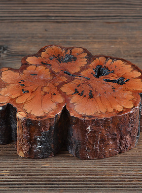 藤实木底座茶杯壶托家居装饰摆件