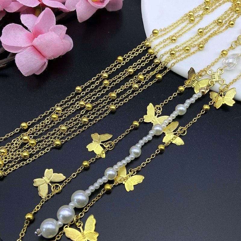 DIY饰品配件2mm铜包铁夹珠压扁十字链条流苏团扇装饰金珠流苏配件,淘宝优惠券,粉丝福利购,淘宝优惠卷